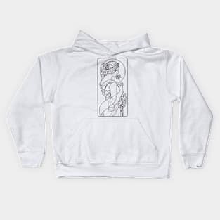 Alphonse Mucha Primevere black and white Kids Hoodie